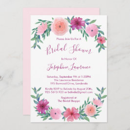 Roze Waterverf Flowers Vrijgezellenfeest Kaart