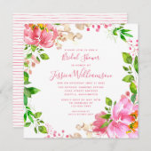 Roze Waterverf Flowers Vrijgezellenfeest Kaart (Voorkant / Achterkant)