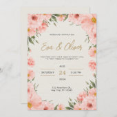 Roze Waterverf Flowers Weddenschap Kaart (Voorkant / Achterkant)
