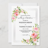 Roze Waterverf Flowers Weddenschap Kaart (Voorkant)