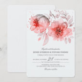 Roze Waterverf Flowers Weddenschap Kaart (Voorkant / Achterkant)