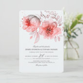 Roze Waterverf Flowers Weddenschap Kaart (Staand voorkant)