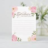 Roze Waterverf Flowers Wedding Advice Kaart (Staand voorkant)