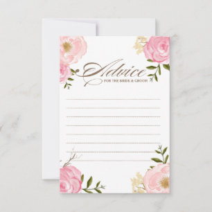 Roze Waterverf Flowers Wedding Advice Kaart