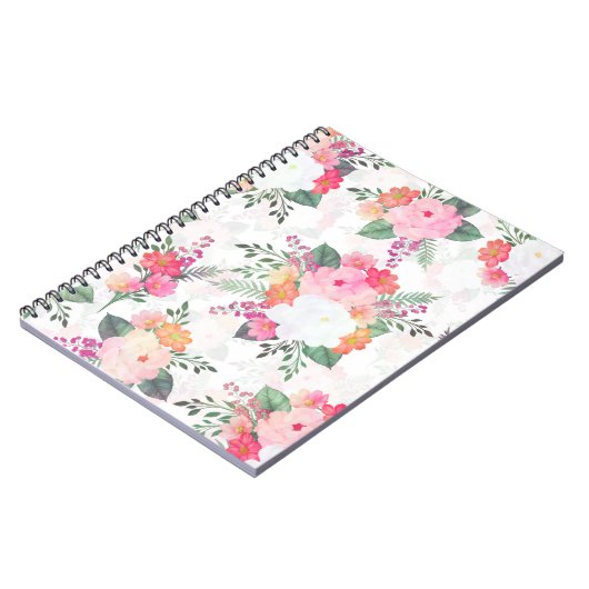 Roze Waterverf Flowers White Design Notitieboek (Linkerzijde)