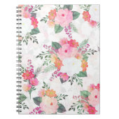 Roze Waterverf Flowers White Design Notitieboek (Voorkant)