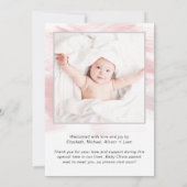Roze Waterverf Foto Baby Girl Birth Aankondiging (Achterkant)
