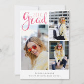 Roze Waterverf Foto Collage Afstuderen Aankondiging (Voorkant)