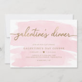 Roze Waterverf Galentine's Day Dinner Invitation Kaart (Voorkant)
