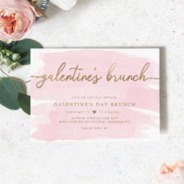Roze Waterverf Galentine's Day Dinner Invitation Kaart