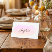 Roze waterverf gastnaamplaatskaart plaatskaartje