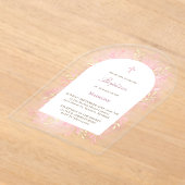 roze waterverf gebladerte Doop Acryl Uitnodigingen (Laagn)