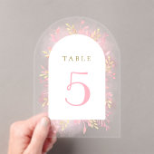 roze waterverf gebladerte tabel nummer acryl uitnodigingen (Insitu (Draagbaar))