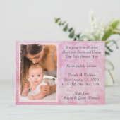 Roze Waterverf Geboorteaankondiging Kaart (Staand voorkant)