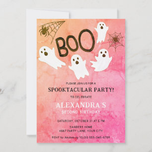 ROZE WATERVERF GEEST HALLOWEEN VERJAARDAGSFEEST KAART