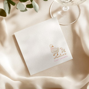 Roze waterverf gekke gans Baby Shower Servet