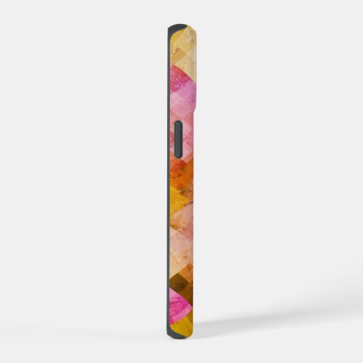 Roze Waterverf geometrisch patroon iPhone 15 Case (Rechterkant)