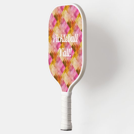 Roze Waterverf geometrisch patroon Pickleball Paddle (Links)