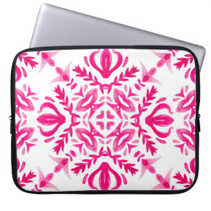 Roze waterverf: geometrisch tegel ontwerp. laptop sleeve
