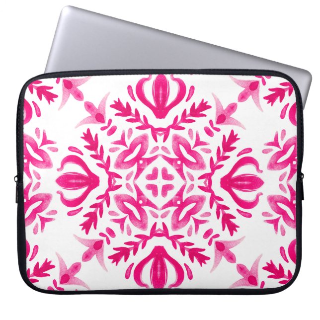 Roze waterverf: geometrisch tegel ontwerp. laptop sleeve (Voorkant)