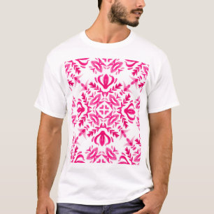 Roze waterverf: geometrisch tegel ontwerp. t-shirt