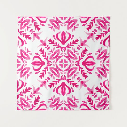 Roze waterverf: geometrisch tegel ontwerp. wandkleed (Voorkant)