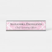 Roze Waterverf Geometrische moderne aangepaste vro Bureau Naambordje (Voorkant)