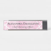 Roze Waterverf Geometrische moderne aangepaste vro Bureau Naambordje (Voorkant)