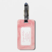 Roze waterverf gepersonaliseerd Bagagelabel (Achterkant verticaal)