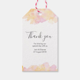 Roze waterverf gepersonaliseerd Dank u voor labels Cadeaulabel