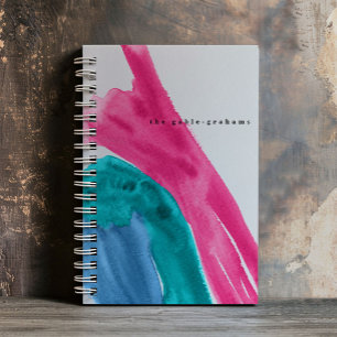 Roze waterverf gepersonaliseerd journaal notitieboek