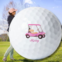 Roze Waterverf Gepersonaliseerde Golfkar Golfballe