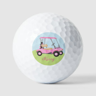 Roze Waterverf gepersonaliseerde golfkar Golfballen