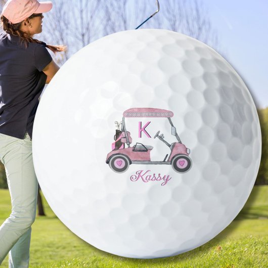 Roze Waterverf gepersonaliseerde Sassy Kassy winke Golfballen