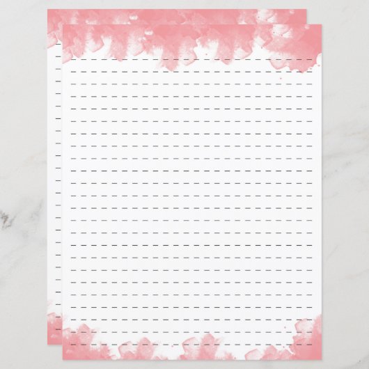 Roze Waterverf gestormd lijnpapier (Voorkant / Achterkant)