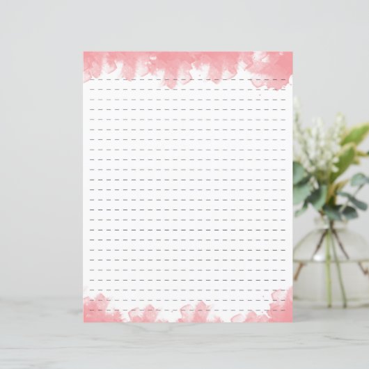 Roze Waterverf gestormd lijnpapier (Staand voorkant)
