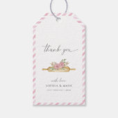 Roze Waterverf gestreept Dank u Cadeaulabel (Voorkant)