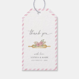 Roze Waterverf gestreept Dank u Cadeaulabel