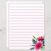 Roze waterverf gevoerde bloemen (Voorkant / Achterkant)