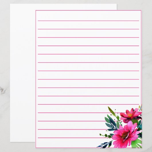 Roze waterverf gevoerde bloemen (Voorkant / Achterkant)