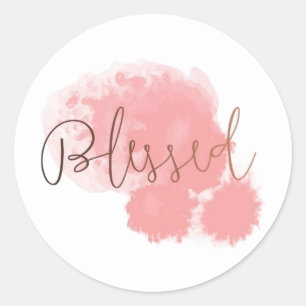 Roze Waterverf gezegend citaat Ronde Sticker