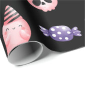 Roze Waterverf Ghost & Paars Snoep Kind Halloween Cadeaupapier (Rol Hoek)