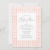 Roze Waterverf Gingham Meisje Baby shower Kaart (Voorkant)