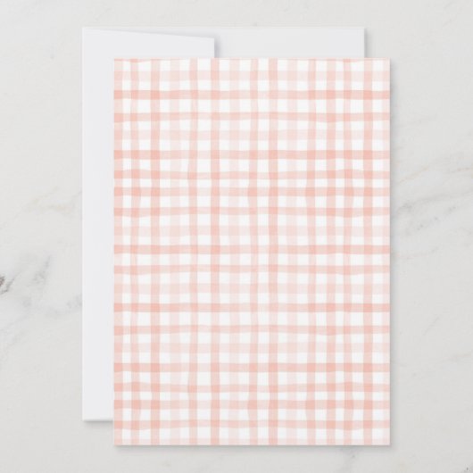 Roze Waterverf Gingham Meisje Baby shower Kaart (Achterkant)