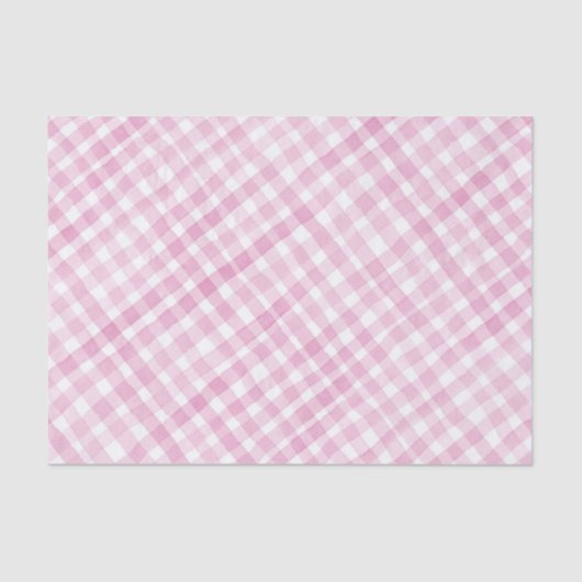 Roze Waterverf Gingham Party Tissue Paper Tissuepapier (Voorkant)