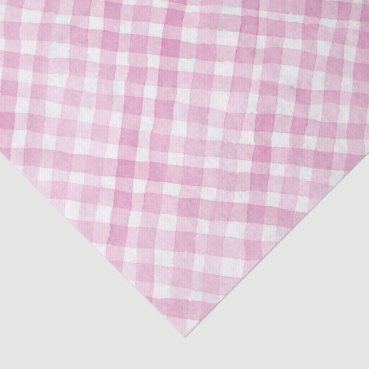 Roze Waterverf Gingham Party Tissue Paper Tissuepapier (Detail)
