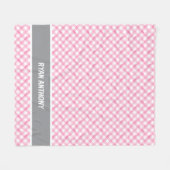 Roze Waterverf Gingham Plaid Geruite Meisjes Naam Fleece Deken (Voorkant (Horizontaal))