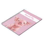 Roze Waterverf Gingham Pset Monogram Notitieboek (Linkerzijde)