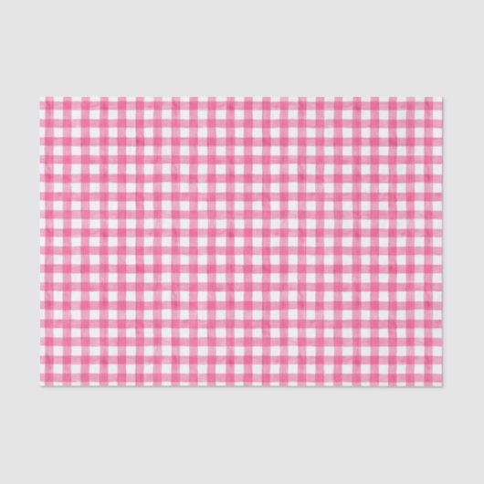 Roze Waterverf Gingham Weefpapier Tissuepapier (Voorkant)