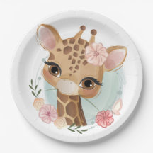 Roze Waterverf Giraffe Baby shower